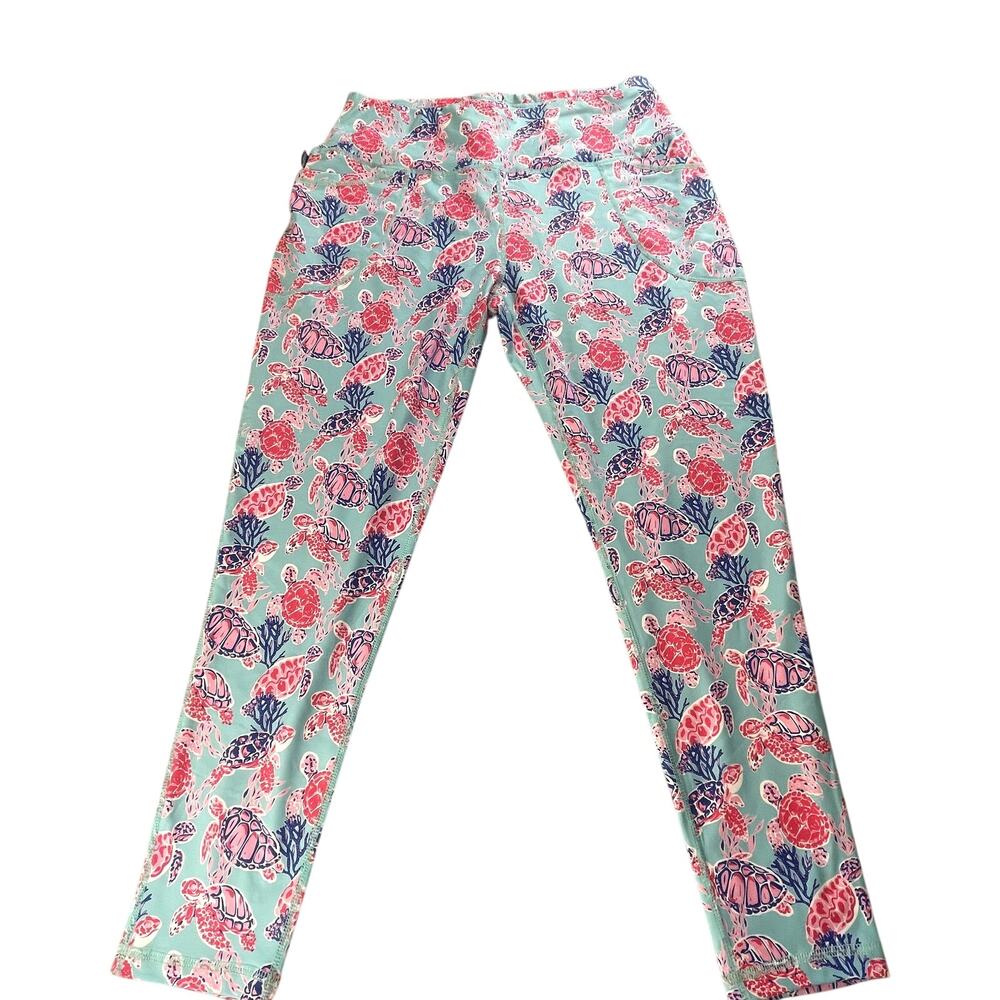 Simply Southern Collection Saltydance Legging Pink Aqua Sea Turtle NWT New L
